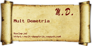 Mult Demetria névjegykártya
